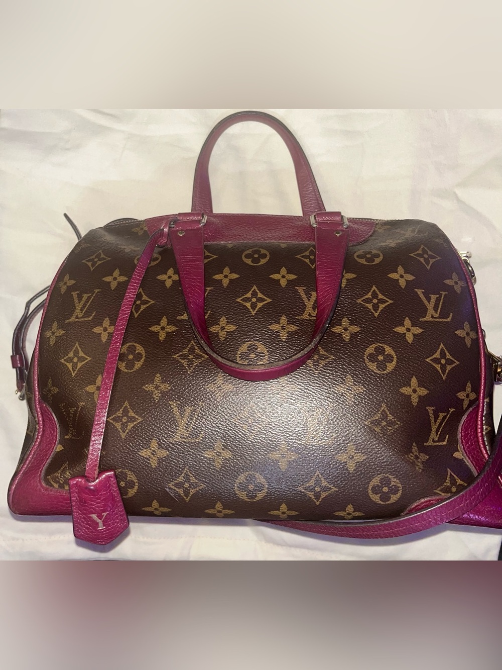 Authentic Louis Vuitton Retiro NM Monogram Canvas And Aurore Leather Trim